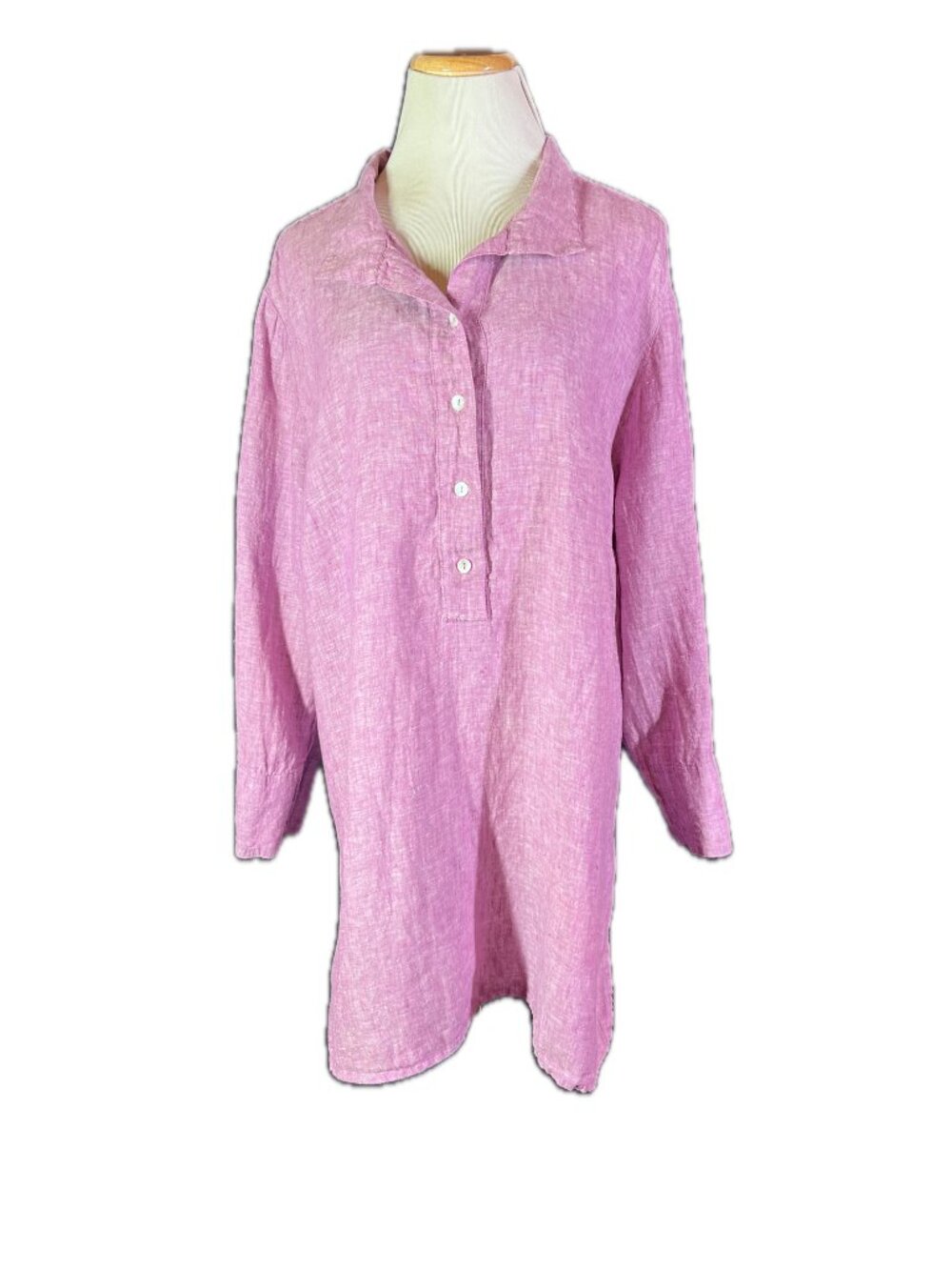 Chico's Size 4 (20-22) Linen Tunic Top Pinkish-Purple - Picture 3 of 10